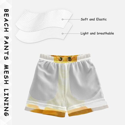 Adorable Orange Cat Cute Toddler Board Shorts, Boys Swimming Bottoms with Mesh Lining, Little Kids Swimming Trunks in Kuwait