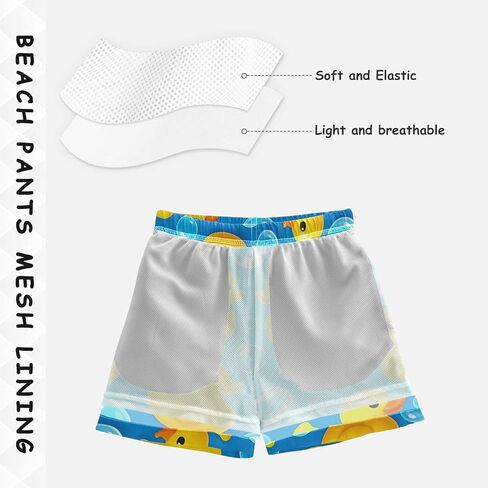 Little Boys Board Shorts Cute Ducks Blue Boys Lightweight Beach Board Shorts in Kuwait