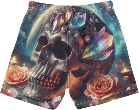 Starry Sky Skull Toddler Quick Dry Board Shorts with Mesh Lining Boy Running Trunks in Kuwait