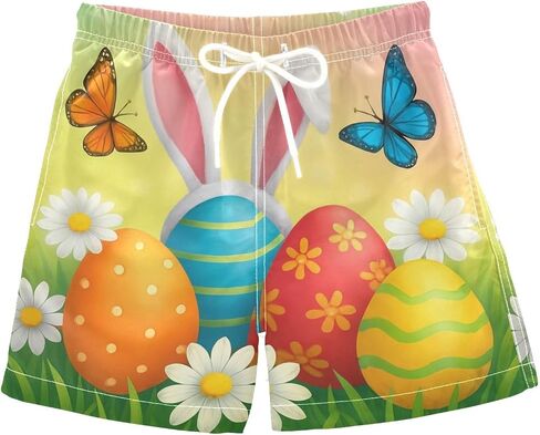ODAWA Easter Eggs Butterflies Daisies Boys' Quick Dry Board Shorts with Mesh Lining Beach Bottoms for Water Park in Kuwait