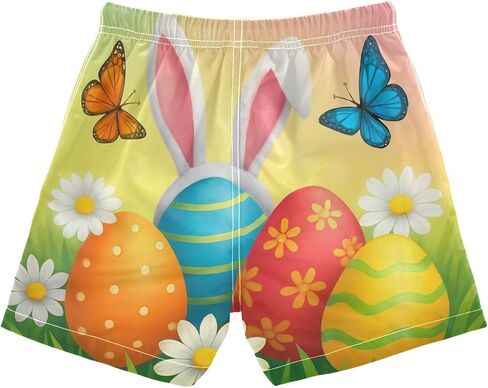 ODAWA Easter Eggs Butterflies Daisies Boys' Quick Dry Board Shorts with Mesh Lining Beach Bottoms for Water Park in Kuwait