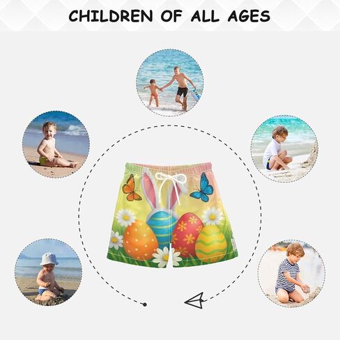 ODAWA Easter Eggs Butterflies Daisies Boys' Quick Dry Board Shorts with Mesh Lining Beach Bottoms for Water Park in Kuwait