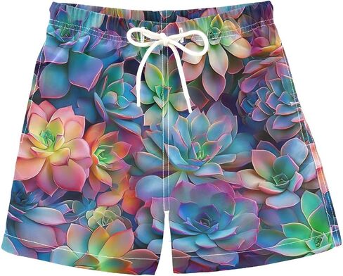 ODAWA Little Boys Board Shorts Colorful Succulents Toddler Boy Lightweight Beach Shorts in Kuwait