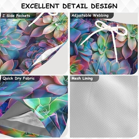 ODAWA Little Boys Board Shorts Colorful Succulents Toddler Boy Lightweight Beach Shorts in Kuwait