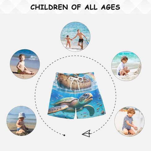 Ship Turtle Blue Toddler Breathable Swim Suit Little Boys Beach Board Shorts Beach Swim Trunk in Kuwait