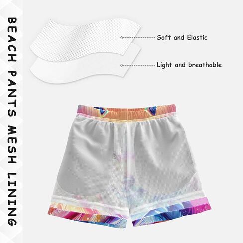 Colorful Wolf Little Kids Elastic Waistband Board Shorts with Mesh Lining Boy Swimming Trunks in Kuwait
