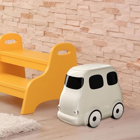 predolo Trash Can with Wheels Garbage Bin Wastebasket Container Multifunctional Storage Bucket with Cartoon Press Lid and Wide Opening Suitable for Bedroom of, White in Saudi Arabia