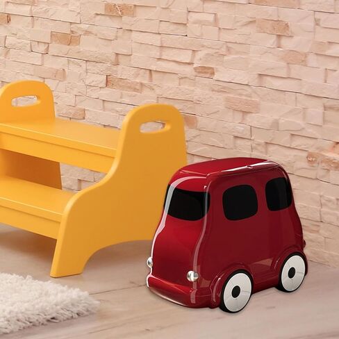 predolo Trash Can with Wheels Garbage Bin Wastebasket Container Multifunctional Storage Bucket with Cartoon Press Lid and Wide Opening Suitable for Bedroom of, red in Kuwait