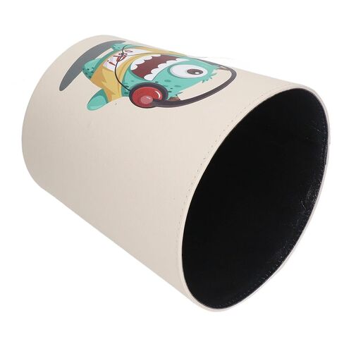 Cute Non-Slip Base Green Monster Cartoon Trash Can Trash Can PU Leather Waterproof Large Capacity Trash Can for Kids Room Grey Cardboard Nonwoven Fabric Leather in Kuwait