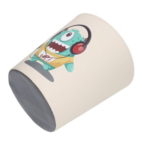 Cute Non-Slip Base Green Monster Cartoon Trash Can Trash Can PU Leather Waterproof Large Capacity Trash Can for Kids Room Grey Cardboard Nonwoven Fabric Leather in Kuwait