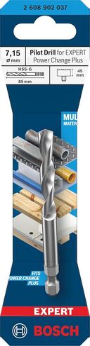 Bosch 1x Pilot Drill for Expert Power Change Plus HSS-G 7.15 x 105 mm (for Metal Pipes and Profiles, Plastics, Ø 7,15 mm, Professional Accessory Drill Driver) in Kuwait