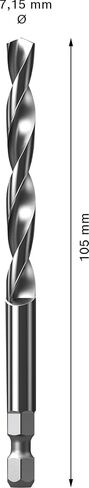 Bosch 1x Pilot Drill for Expert Power Change Plus HSS-G 7.15 x 105 mm (for Metal Pipes and Profiles, Plastics, Ø 7,15 mm, Professional Accessory Drill Driver) in Kuwait