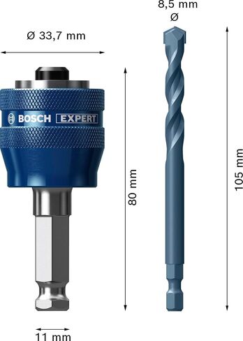 Bosch 2 x Expert Power Change Plus with TCT Pilot Drill, 8.5 x 105 mm (for Brick, Soft Tiles, Diameter 8.5 mm, Professional Accessories Drill) in Kuwait