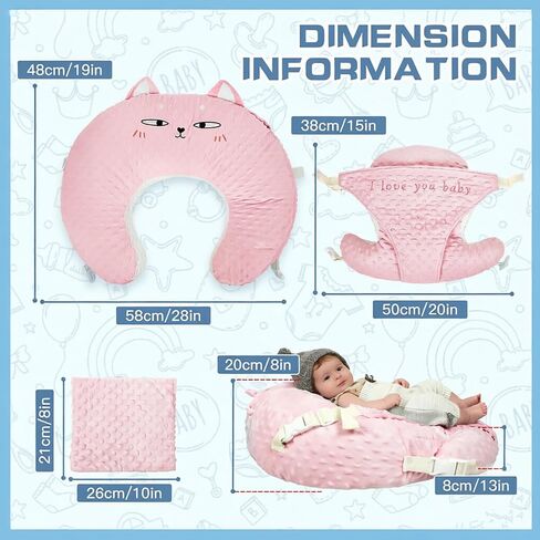 3-in-1 Multifunctional Breastfeeding Pillows, Baby Nursing Pillow with Sloped Design, Reflux Pillow for Baby, Newborn Babies Essentials (Pink) in Kuwait