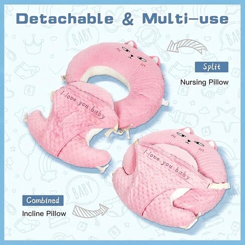3-in-1 Multifunctional Breastfeeding Pillows, Baby Nursing Pillow with Sloped Design, Reflux Pillow for Baby, Newborn Babies Essentials (Pink) in Kuwait