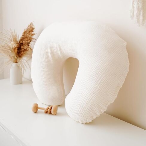 Muslin Nursing Pillow and Positioner, Breastfeeding, Bottle Feeding, Baby Sitting Support with Removable Ultra Soft Minky Cover, Tummy Time Support for Baby Boys and Girls in Kuwait