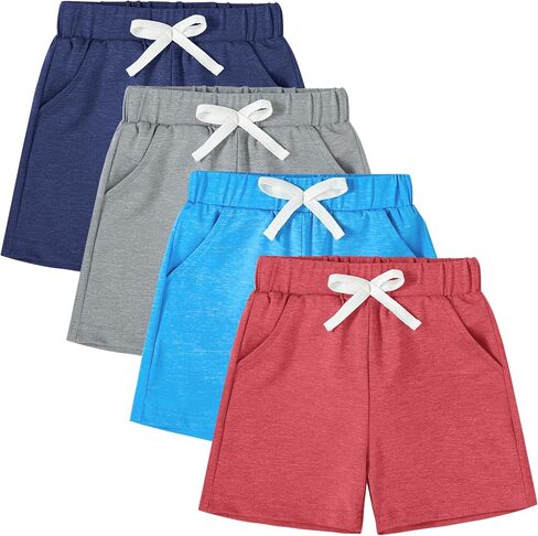 DREAM BUS 4 Pack Baby Boys Shorts with Pockets, Polyester, Lightweight, Quick Dry in Kuwait