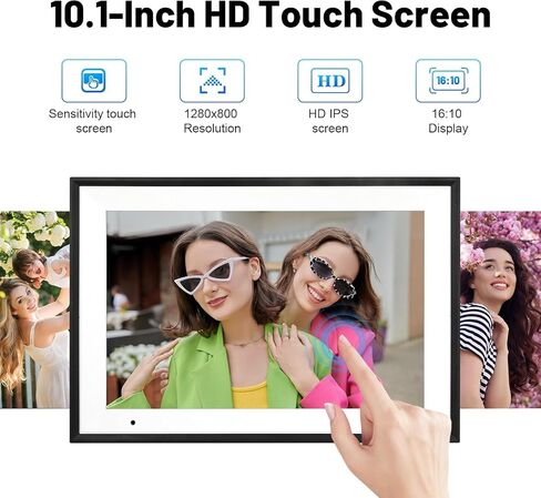 Digital Picture Frame, 10.1 Inch Digital Photo Frame with 1280 * 800 HD IPS Touch Screen, Smart Digital Frame Built-in 32GB Memory, Auto-Rotate Easy Setup Share Photos & Videos via AiMOR App in Kuwait