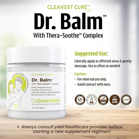 Dr. Green Mom Dr. Balm for Baby Skin — Baby Eczema Cream — Healing balm for Diaper Rash, Cradle Cap — Dry, Itchy or Sensitive Skin in Kids — Steroid Free & Hypoallergenic — Newborn Skin Care — 4 fl oz in Kuwait