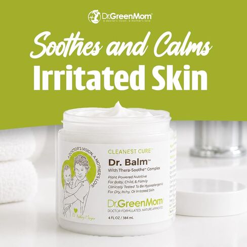Dr. Green Mom Dr. Balm for Baby Skin — Baby Eczema Cream — Healing balm for Diaper Rash, Cradle Cap — Dry, Itchy or Sensitive Skin in Kids — Steroid Free & Hypoallergenic — Newborn Skin Care — 4 fl oz in Kuwait