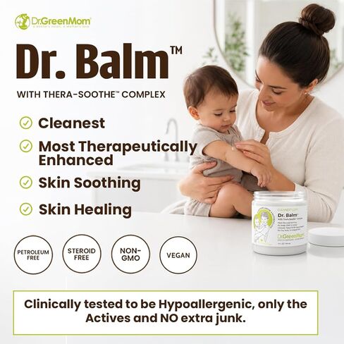 Dr. Green Mom Dr. Balm for Baby Skin — Baby Eczema Cream — Healing balm for Diaper Rash, Cradle Cap — Dry, Itchy or Sensitive Skin in Kids — Steroid Free & Hypoallergenic — Newborn Skin Care — 4 fl oz in Kuwait