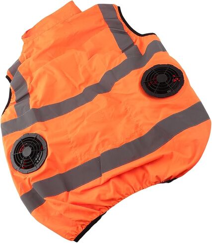 Cooling Vest with Two Removable Fans, Air Conditioned Work Waistcoat, 5V Rechargeable, Reflective Stripes, Lightweight Breathable - Heat Management, Protection, Safe for (XXXL) in Kuwait