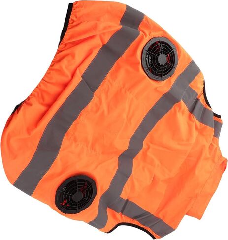 Cooling Vest with Two Removable Fans, Air Conditioned Work Waistcoat, 5V Rechargeable, Reflective Stripes, Lightweight Breathable - Heat Management, Protection, Safe for (XXXL) in Kuwait