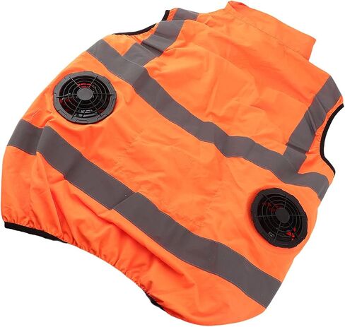 Cooling Vest with Two Removable Fans, Air Conditioned Work Waistcoat, 5V Rechargeable, Reflective Stripes, Lightweight Breathable - Heat Management, Protection, Safe for (XXXL) in Kuwait