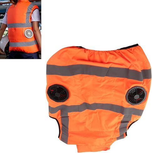 Cooling Vest with Two Removable Fans, Air Conditioned Work Waistcoat, 5V Rechargeable, Reflective Stripes, Lightweight Breathable - Heat Management, Protection, Safe for (XXXL) in Kuwait