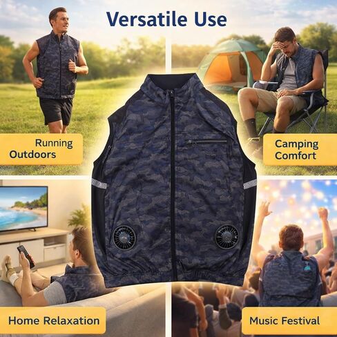 Cooling Fan Vest, Lightweight Air Conditioned Clothes XL, Heat Breathable Polyfiber - Detachable Fans for Outdoor Activities, Work, Hiking, Fishing (XXXL) in Kuwait