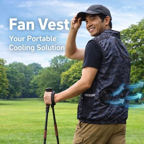 Cooling Fan Vest, Lightweight Air Conditioned Clothes XL, Heat Breathable Polyfiber - Detachable Fans for Outdoor Activities, Work, Hiking, Fishing (XXXL) in Kuwait