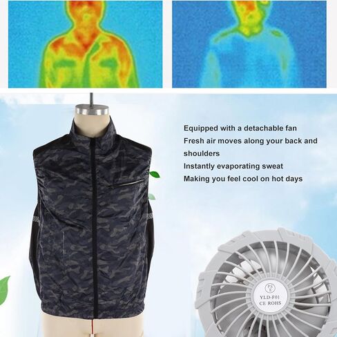 Cooling Fan Vest, Lightweight Air Conditioned Clothes XL, Heat Breathable Polyfiber - Detachable Fans for Outdoor Activities, Work, Hiking, Fishing (XL) in Kuwait