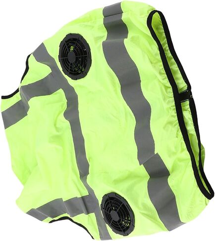 Cooling Vest with Two Removable Fans, Air Conditioned Work Waistcoat, 5V Rechargeable, Reflective Stripes, Lightweight Breathable - Heat Management, Protection, Safe for (XXL) in Kuwait