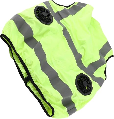 Cooling Vest with Two Removable Fans, Air Conditioned Work Waistcoat, 5V Rechargeable, Reflective Stripes, Lightweight Breathable - Heat Management, Protection, Safe for (XXL) in Kuwait