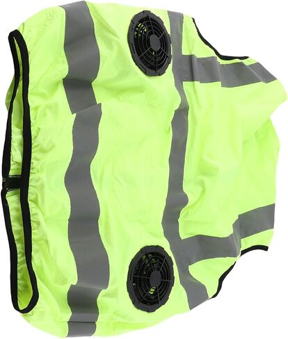 Cooling Vest with Two Removable Fans, Air Conditioned Work Waistcoat, 5V Rechargeable, Reflective Stripes, Lightweight Breathable - Heat Management, Protection, Safe for (XXL) in Kuwait