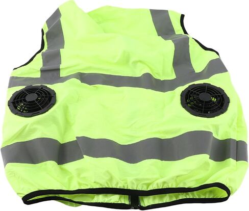 Cooling Vest with Two Removable Fans, Air Conditioned Work Waistcoat, 5V Rechargeable, Reflective Stripes, Lightweight Breathable - Heat Management, Protection, Safe for (XL) in Kuwait