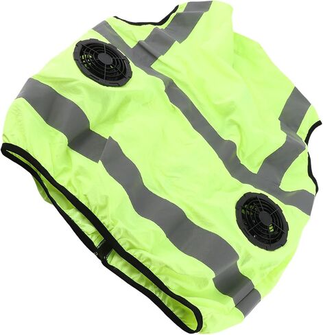 Cooling Vest with Two Removable Fans, Air Conditioned Work Waistcoat, 5V Rechargeable, Reflective Stripes, Lightweight Breathable - Heat Management, Protection, Safe for (XL) in Kuwait