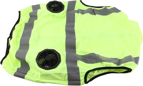 Cooling Vest with Two Removable Fans, Air Conditioned Work Waistcoat, 5V Rechargeable, Reflective Stripes, Lightweight Breathable - Heat Management, Protection, Safe for (XL) in Kuwait