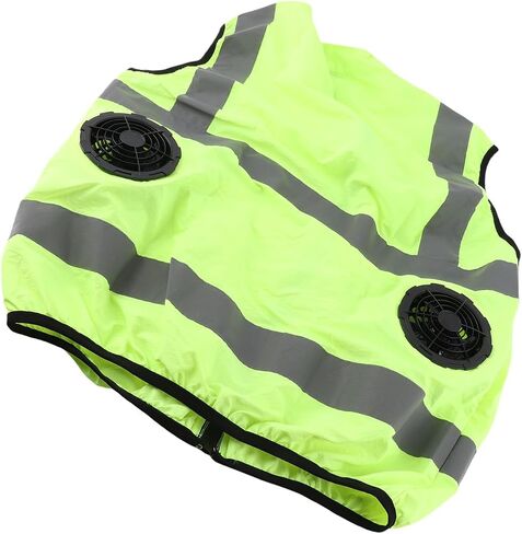 Cooling Vest with Two Removable Fans, Air Conditioned Work Waistcoat, 5V Rechargeable, Reflective Stripes, Lightweight Breathable - Heat Management, Protection, Safe for (XL) in Kuwait