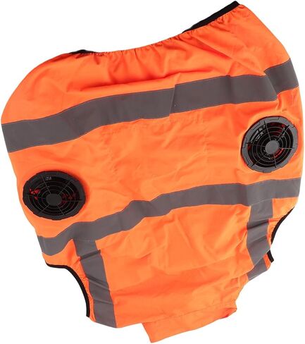 Cooling Vest with Two Removable Fans, Air Conditioned Work Waistcoat, 5V Rechargeable, Reflective Stripes, Lightweight Breathable - Heat Management, Protection, Safe for (XXL) in Kuwait