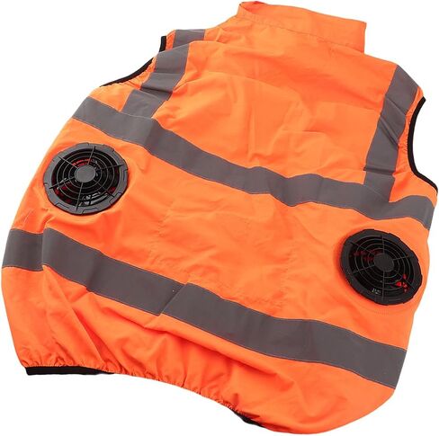 Cooling Vest with Two Removable Fans, Air Conditioned Work Waistcoat, 5V Rechargeable, Reflective Stripes, Lightweight Breathable - Heat Management, Protection, Safe for (XXL) in Kuwait