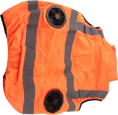 Cooling Vest with Two Removable Fans, Air Conditioned Work Waistcoat, 5V Rechargeable, Reflective Stripes, Lightweight Breathable - Heat Management, Protection, Safe for (XXL) in Kuwait