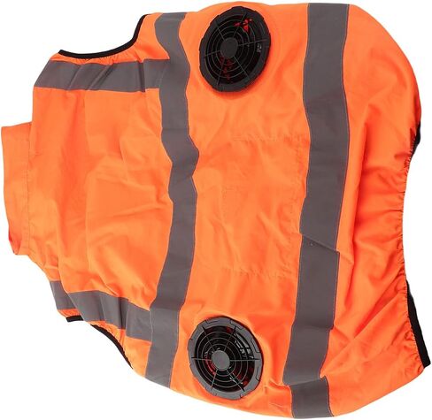 Cooling Vest with Two Removable Fans, Air Conditioned Work Waistcoat, 5V Rechargeable, Reflective Stripes, Lightweight Breathable - Heat Management, Protection, Safe for (XXL) in Kuwait