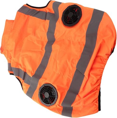 Cooling Vest with Two Removable Fans, Air Conditioned Work Waistcoat, 5V Rechargeable, Reflective Stripes, Lightweight Breathable - Heat Management, Protection, Safe for (XXL) in Kuwait