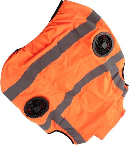 Cooling Vest with Two Removable Fans, Air Conditioned Work Waistcoat, 5V Rechargeable, Reflective Stripes, Lightweight Breathable - Heat Management, Protection, Safe for (XXL) in Kuwait