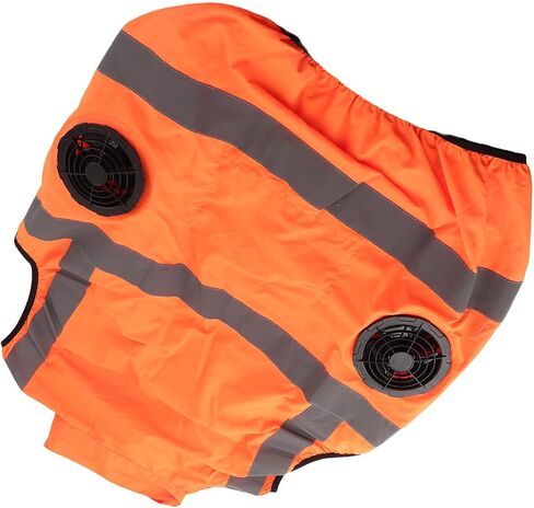 Cooling Vest with Two Removable Fans, Air Conditioned Work Waistcoat, 5V Rechargeable, Reflective Stripes, Lightweight Breathable - Heat Management, Protection, Safe for (XXL) in Kuwait