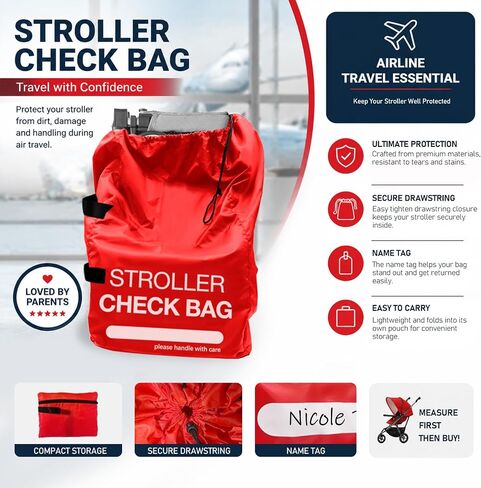 Stroller Bag for Airplane, Stroller Travel Bag for Air Plane with 1.5" Widened Handles, Stroller Cover for Air Travel, Airport Check Bag for Stroller - Baby Travel Essential in Kuwait