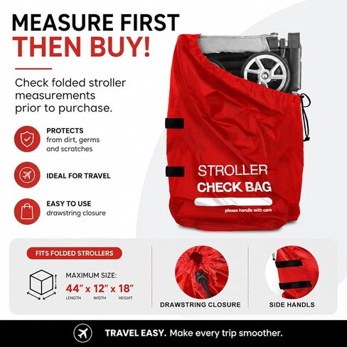 Stroller Bag for Airplane, Stroller Travel Bag for Air Plane with 1.5" Widened Handles, Stroller Cover for Air Travel, Airport Check Bag for Stroller - Baby Travel Essential in Kuwait