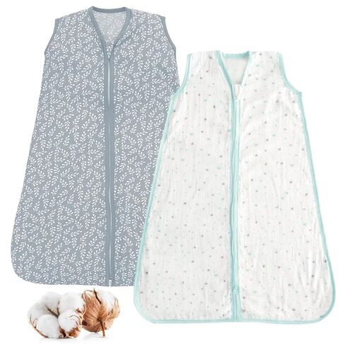 Baby Sleep Sack 18-24 Months 2 Pack, 100% Cotton Toddler Sleeping Bag, 2-Way Zipper Wearable Blanket for Baby Girl, X-Large, 0.5 TOG, Pink Star & Bloom in Kuwait