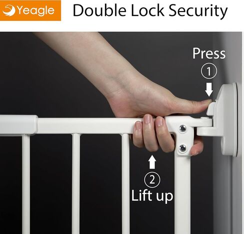 Yeagle Extendable Rolling Guard, Adjustable Dog Gate 33-51" for Stairs Doorways Hallways, No Bottom Rail, White Metal Pet Barrier with Wheels, One-Hand Operation, Dual-Side Opening in Kuwait